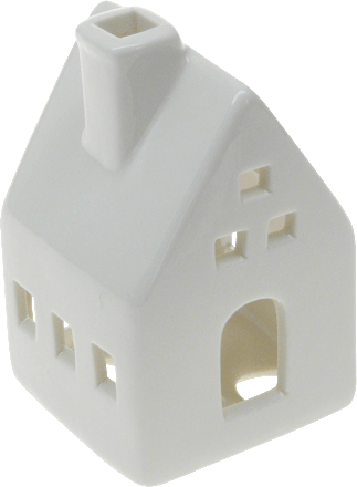 Keramikwindlicht Haus mit Fenster und Tür weiß Dekorieren & Einrichten