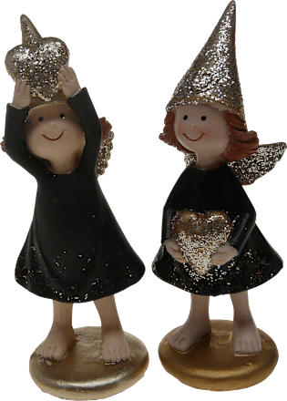 Polyengel mit Herz, schwarz-gold Dekorieren & Einrichten