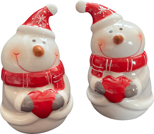 Salz & Pfeffer Streuer, Schneemänner, rot-grau Dekorieren & Einrichten