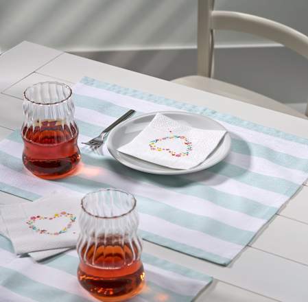 Platzset aus Textil, weiß/mint (35x45 cm) Dekorieren & Einrichten