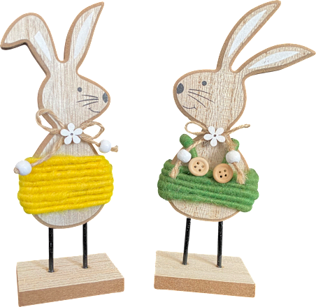 Holzaufsteller, Hase mit Stoffkordel, bunt Dekorieren & Einrichten