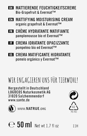 Gesichtscreme Mattierend Bio-Grapefruit & Evermat SANTE NATURKOSMETIK