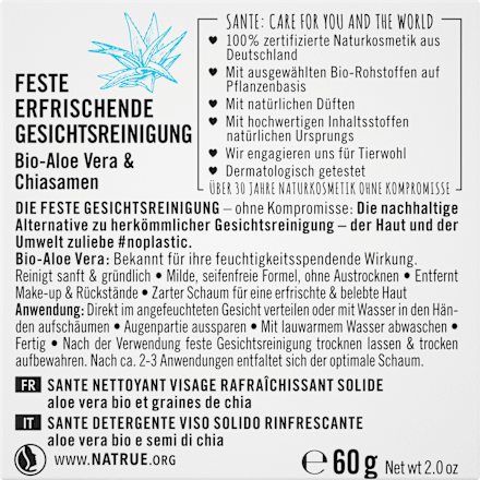 Feste erfrischende Gesichtsreinigung Santé naturally.