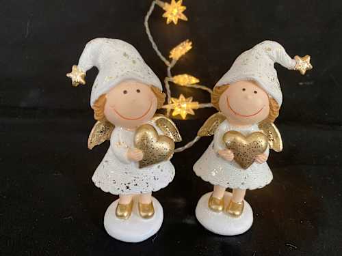 Polyengel mit Herz, weiß-gold Dekorieren & Einrichten