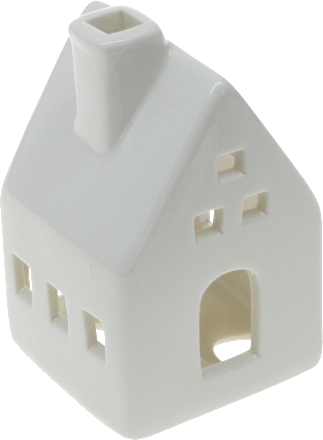 Keramikwindlicht, Haus mit Fenster & Tür, weiß Dekorieren & Einrichten