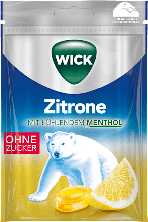 Bonbon, Zitrone mit Menthol, zuckerfrei Wick