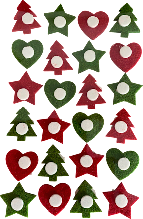 Adventskalenderzahlen Filz mit Holz, Baum, Stern & Herz, rot-grün Dekorieren & Einrichten