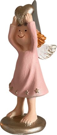 Polyengel mit Herz, rosa-gold-grau Dekorieren & Einrichten