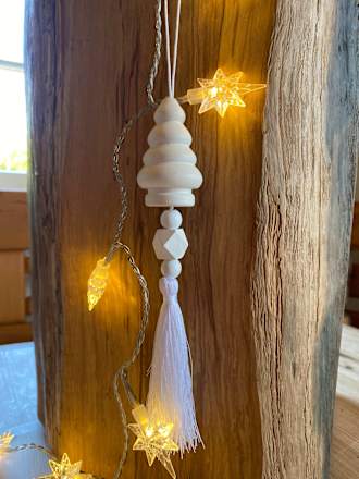 Holzbaum mit Quaste, weiß Dekorieren & Einrichten