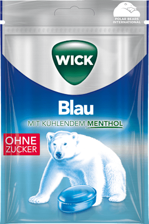 Bonbons Blau mit Menthol zuckerfrei Wick