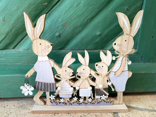 Holzaufsteller, Hasenfamilie Dekorieren & Einrichten