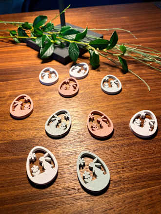 Streudeko aus Holz, Hase in Ei, pastell Dekorieren & Einrichten