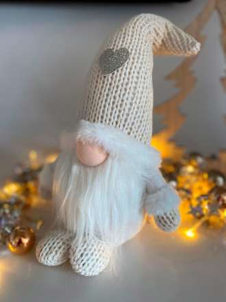 Stoffwichtel gestrickte Mütze, Füße & Hände (33 cm), weiß Dekorieren & Einrichten