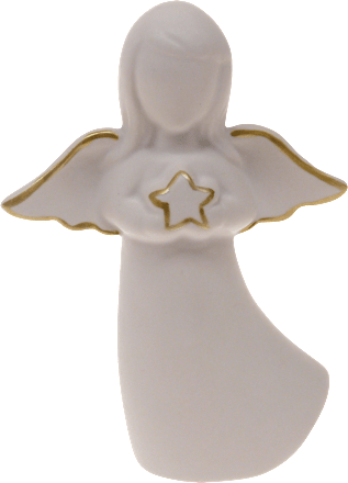 Keramikengel weiß-gold mit Stern Dekorieren & Einrichten