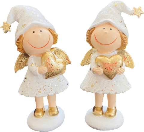 Polyengel mit Herz, weiß-gold Dekorieren & Einrichten