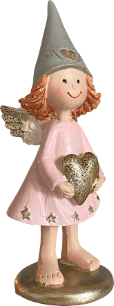 Polyengel mit Herz, rosa-gold-grau Dekorieren & Einrichten