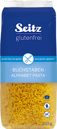 Nudeln, Buchstaben, glutenfrei Seitz glutenfrei