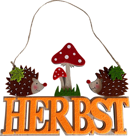 Holzschriftzug "Herbst", Igel & Pilze Dekorieren & Einrichten