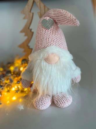 Stoffwichtel, gestrickte Mütze, Füße & Hände (33 cm), rosa Dekorieren & Einrichten