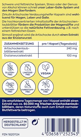 Verdauungshelfer Artischocke hochdosiert Kapseln Zirkulin