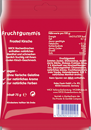 Fruchtgummi Rachen Drachen Frosted Kirsche Wick
