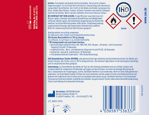 Desinfektionstücher Intense Hand & Fläche SOS