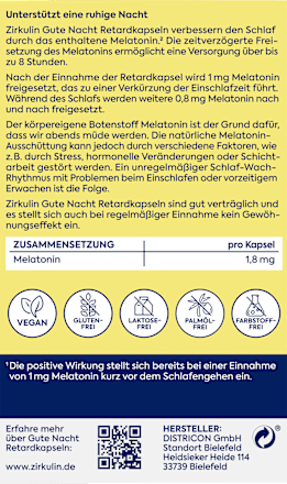 Gute Nacht Melatonin Retardkapseln 30 St Zirkulin