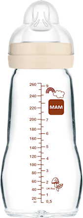 Babyflasche aus Glas Feel Good matt, creme, von Geburt an, 260 ml  mam