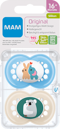 Schnuller Original Silikon, blau/beige, ab 16 Monaten mam