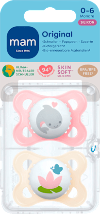 Schnuller Original Silikon, rosa/apricot, 0-6 Monate mam