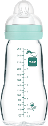 Babyflasche aus Glas Feel Good matt, grün, von Geburt an, 260 ml  mam