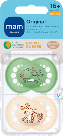 Schnuller Original Kautschuk, grün/beige, 16+ Monate mam