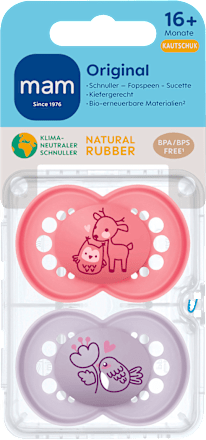 Schnuller Original Kautschuk, rosa/flieder, 16+ Monate mam