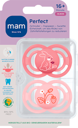 Schnuller Perfect Silikon pink/rosa, ab 16 Monaten mam