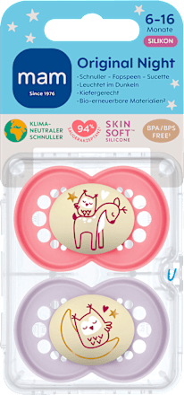 Schnuller Original Night rosa/violett 6-16 Monate mam