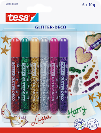 Glitzerkleber Glitter-Deco 6er Packung sortiert 6 x 10 g  tesa