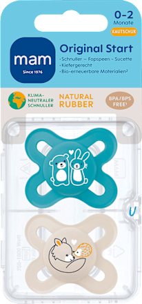 Schnuller Original Start Kautschuk, blau/creme, 0-2 Monate mam