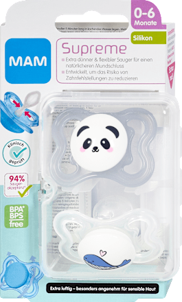 Supreme Schnuller 0-6 Monate grau/weiß mam
