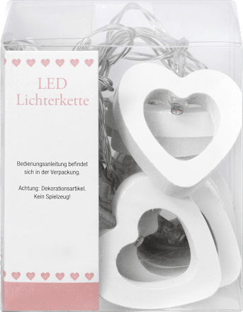 LED-Lichterkette mit Holzherzen, weiß Dekorieren & Einrichten
