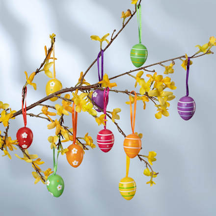 Kunststoffeier zum Aufhängen, bunt gemustert (30 mm) Dekorieren & Einrichten