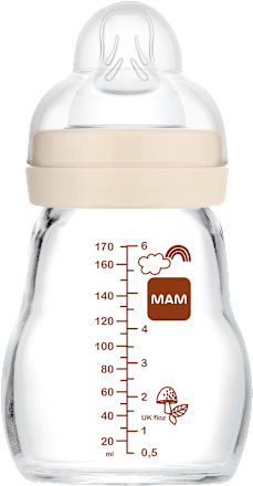 Babyflasche aus Glas Feel Good matt, creme, von Geburt an, 170 ml  mam