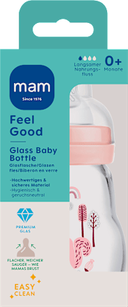 Babyflasche aus Glas Feel Good matt, rosa, von Geburt an, 170 ml  mam