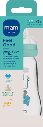 Babyflasche aus Glas Feel Good matt, grün, von Geburt an, 260 ml  mam