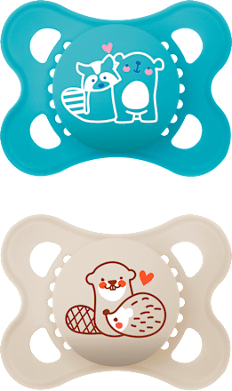 Schnuller Original Kautschuk, blau/beige, 0-6  Monate mam