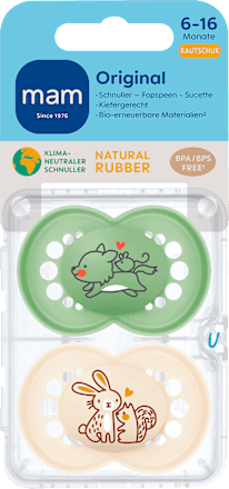 Schnuller Original Kautschuk, grün/beige, 6-16 Monate mam