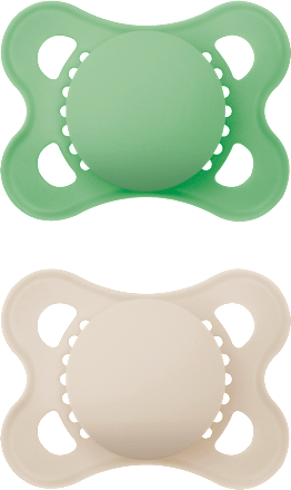 Schnuller Original plain Silikon grün/creme, 0-6 Monate mam