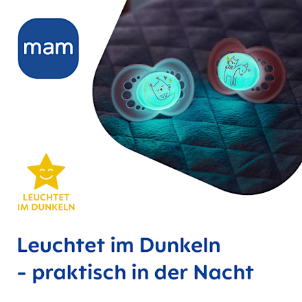 Schnuller Original Night Silikon blau/creme, 6-16 Monate mam