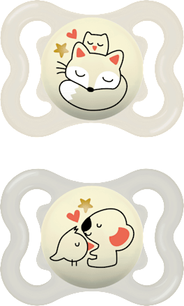 Schnuller Supreme Night Silikon, creme/hellgrau, 0-6 Monate mam