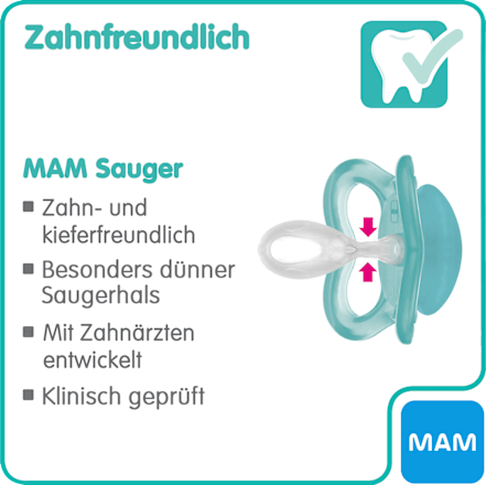 Schnuller Supreme Silikon, blau/türkis, 6-16 Monate mam