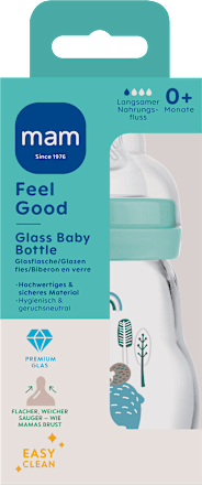 Babyflasche aus Glas Feel Good matt, mint, von Geburt an, 170 ml  mam
